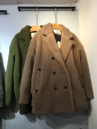 秋冬季棉衣 外套 羊羔毛时尚 保暖上衣 咖啡色 绿色 加厚加绒包邮