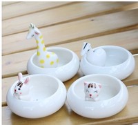 个性萌宠陶瓷花盆 创意可爱猫兔马长颈鹿多肉花盆 日韩风植物花盆