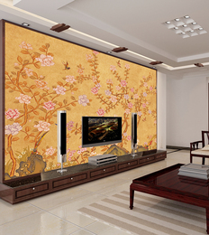 中式墙纸客厅电视背景墙壁纸卧室无纺布无缝墙布自粘立体大型壁画