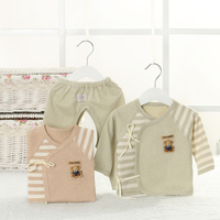 0-6个月3初生婴儿1宝宝新生儿纯棉开裆系带和尚服内衣服套装2秋衣