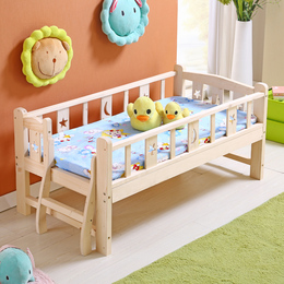 新品儿童小孩床单人松木床类 1米儿童床带护栏男孩女孩实木床小床