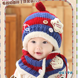 韩国宝宝帽子秋冬季女童6-12个月1-2-4岁儿童帽子冬季加绒加厚