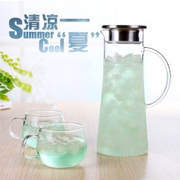 高硼硅耐热玻璃水壶大容量冷水壶加厚耐高温凉水壶花茶壶水杯套装