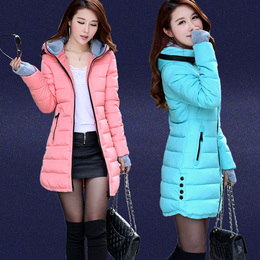 2015正品 新款韩版修身羽绒服女中长款大码加厚冬装外套特价促销