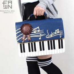 日系新品lolita包钢琴手提包软妹琴键制服包女复古音符信封斜挎包