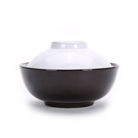 三分创意陶瓷日韩餐具黑白特色盖碗汤碗饭碗菜碗火锅店料理店