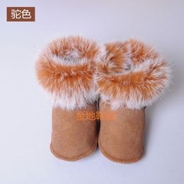 冬季保暖棉鞋羊皮毛一体宝宝鞋兔毛口儿童雪地靴0-1岁软底婴儿鞋