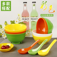 塑料碗仿瓷碗密胺餐具彩色小碗快餐米饭碗粥汤碗儿童碗筷套装料碗