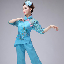新款成人民族秧歌舞蹈服装夏季中老年广场舞演出服扇子舞表演服女
