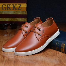 GKKZ新款青年休闲鞋男鞋真皮系带皮鞋英伦风潮鞋低帮圆头牛皮鞋子