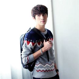 2015新款秋冬季男士韩版套头毛衣 时尚休闲圆领加厚针织衫毛衫线