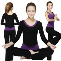 瑜伽服套装秋冬显瘦纯棉长袖瑜伽服三件套女士舞蹈服健身服运动服