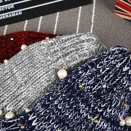 韩国代购手工针织秋冬季珍珠盆帽女士时尚尖顶渔夫帽2015年新款