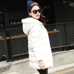 2015冬装新款女装外套棉服中长款韩版棉衣羊羔毛连帽加厚刺绣棉袄