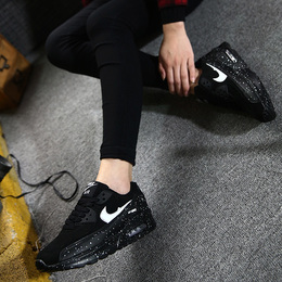 冬季加绒大码女鞋棉鞋韩版平底黑色气垫运动鞋跑鞋潮40 41 42 43