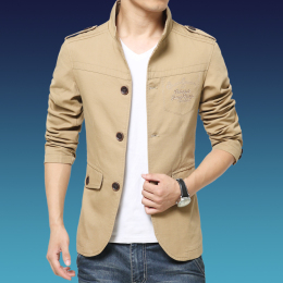 2015秋季潮男士外套立领夹克男装大码韩版修身青年休闲外衣夹克衫