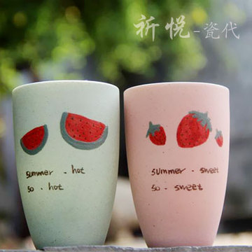 创意可爱卡通手工马克杯学生情侣杯子夏天陶瓷水杯带盖礼物可刻字