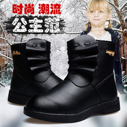 冬季新款女童皮棉鞋儿童雪地靴韩版真皮加绒保暖中筒短靴子马丁靴