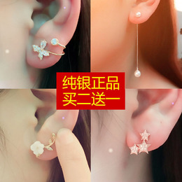 韩国代购耳钉新款蝴蝶耳钉耳环 S925纯银花朵耳钉女气质防过敏