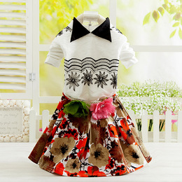 2015新款时尚童装女童秋装长袖两件套儿童韩版秋款裙子套装