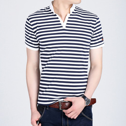 2016夏装新款男式短袖T恤青年韩版修身半袖上衣纯棉翻领时尚男装