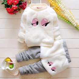 冬季女童棉衣套装加绒加厚女婴儿冬装6-8-9个月宝宝衣服0-1-2岁半