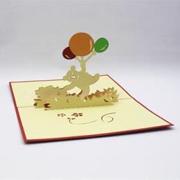 气球小熊 立体创意节日定制diy纸雕祝贺商务生日卡贺卡卡片