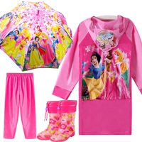 包邮韩国儿童雨衣宝宝女童雨伞雨鞋套装 公主时尚加厚雨披雨靴