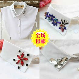 最新韩国雪纺小尖领假领子衬衫水钻假领假衣领衬衫领假衬衣领子女