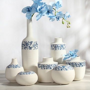陶瓷白色花瓶摆件客厅现代简约青花瓷家居装饰品摆设软装饰品花器
