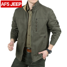 新款AFS JEEP夹克男装纯棉立领双面穿春秋季正品战地吉普男士外套