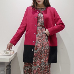 韩国代购2015秋冬新款修身羊毛呢大衣韩版时尚茧型拼接毛呢外套女