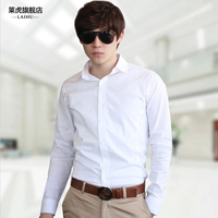 莱虎秋季韩版长袖衬衫男士修身长袖商务休闲衬衣时尚英伦职业衬衫