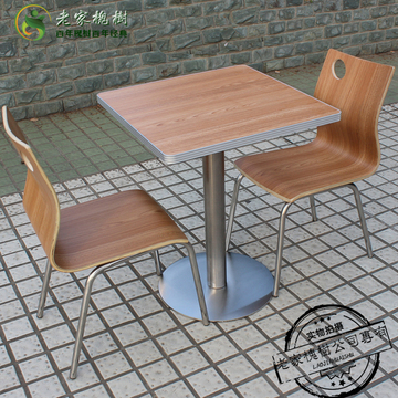 快餐桌椅肯德基餐桌椅组合 汉堡奶茶店不锈钢餐桌椅快餐店餐桌椅