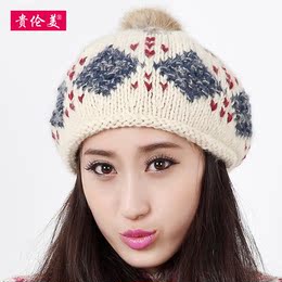 秋冬季新品韩版可爱球球毛线帽子 保暖时尚女士球状针织帽潮