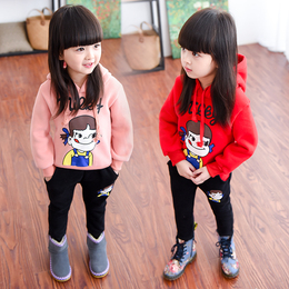 童装2016新款韩版女童秋冬装儿童加绒加厚休闲运动长袖两件套装潮