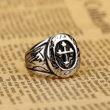 十字架男士戒指个性霸气食指环日韩版单身复古尾戒子钛钢潮饰品