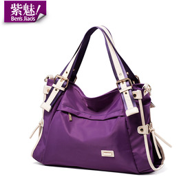 紫魅2015新款女包单肩手提斜挎包机车包防水时尚休闲尼龙布旅行包