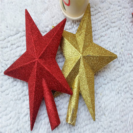 圣诞树顶星 圣诞树装饰树顶星 金粉五角星 圣诞装饰金粉树顶星