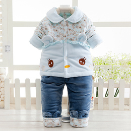初生婴儿冬季女宝宝棉衣二件套装冬装新生儿加厚棉衣服棉袄外套