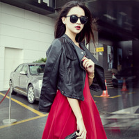 ZZ名品韩版女装新款军装风小皮衣翻领短款机车皮衣皮夹克女装外套