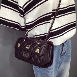 女士包包2016新款韩版潮流时尚小香风菱格链条包单肩斜挎包小包包