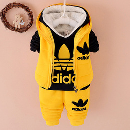 【双十一特价】男女童0123岁婴儿加绒加厚卫衣三件套宝宝冬装