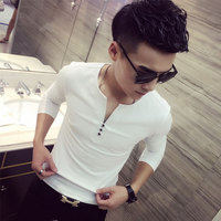 2016男士长袖T恤男青少年学生韩版修身英伦免烫百搭时尚打底衫潮