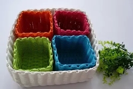 塑料编织小筐收纳分类篮爱丽思果篓正方形小水果篮可放架套装