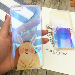 创意日韩兔子iPhone6s手机壳苹果6plus全包透明 保护套6s硅胶软壳