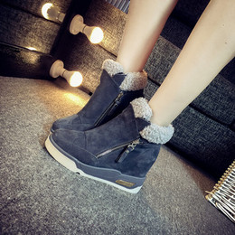 2015冬季新款韩版女靴雪地靴高帮真皮短靴女短筒内增高女鞋毛毛鞋