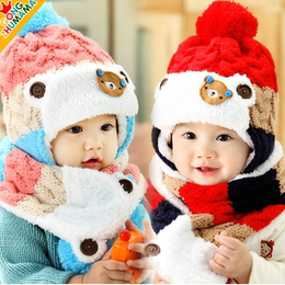 婴儿帽子秋冬天宝宝套头帽6-12个月儿童帽1-2岁小孩毛线帽男女童