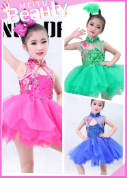 六一儿童舞蹈演出服中国风旗袍纱裙舞台主持人表演礼服蓬蓬公主裙