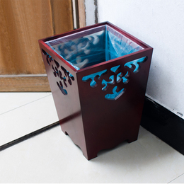 中式复古红木方形垃圾桶大码 个性家用无盖创意垃圾桶客厅 包邮